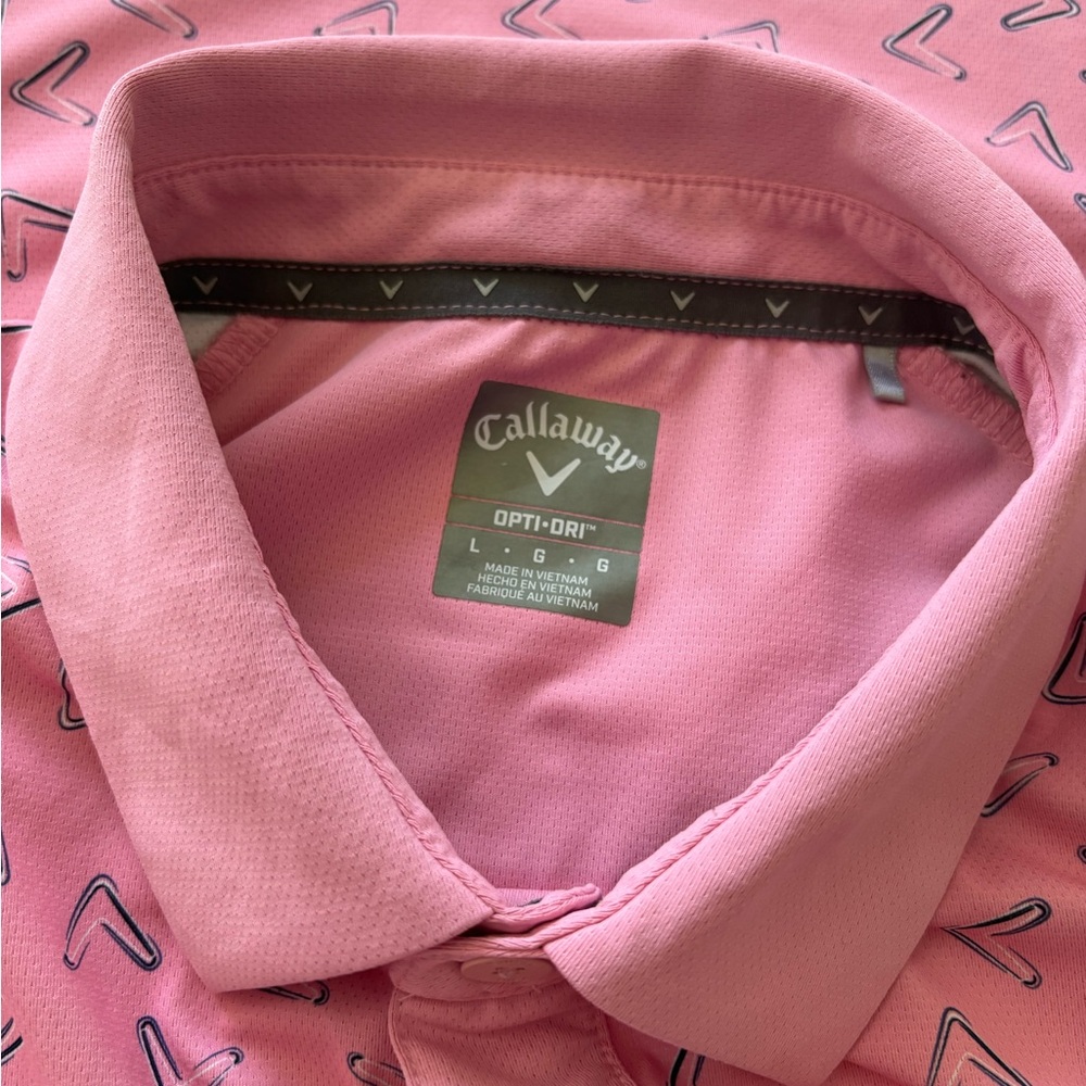 Callaway Pink Patterned Golf Polo Dobson Ranch Golf Course Large - Picture 3 of 4